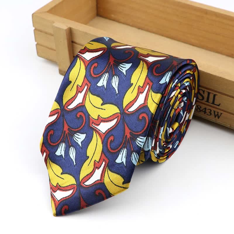 Men's Vintage Print Abstract Floral Necktie