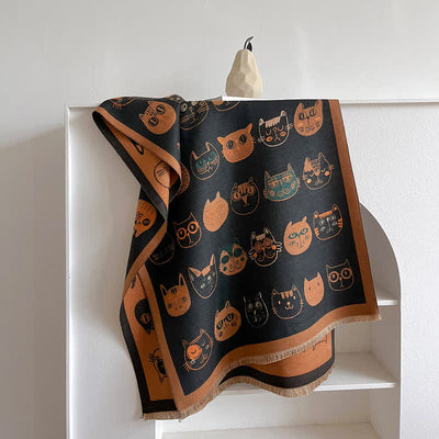 Women's Elegant Cute Cartoon Cat Thickened Scarf