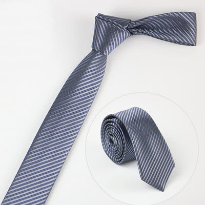 Men's Solid Grey Blue White Twill Daily Necktie