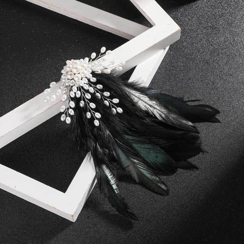 Women's Temperament Pearl Feather Brooch