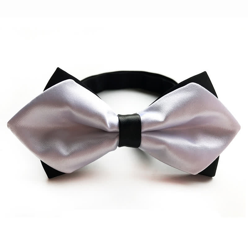 Men's White Double-layer Pointy Bow Tie