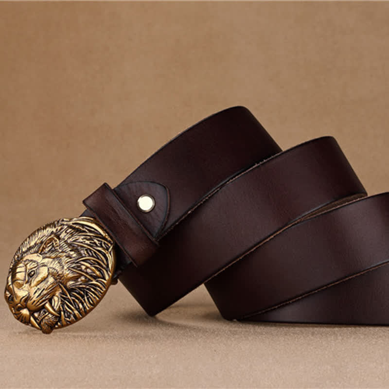 Men's Tiger Antique Plate Buckle Leather Belt