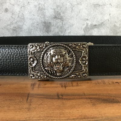 Men's Tiger Head Automatic Buckle Leather Belt