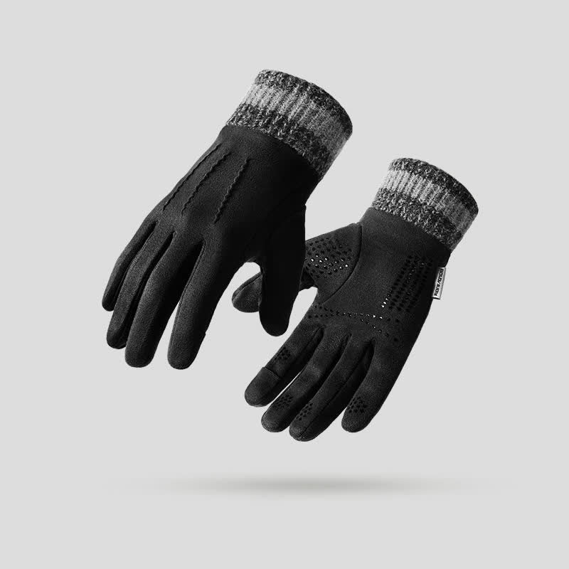 Unisex Suede Fleece Non-slip Flip Split Finger Gloves