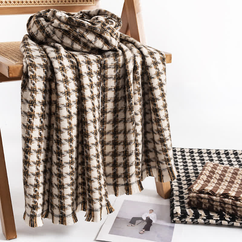 Women's Winter Houndstooth Pattern Scarf