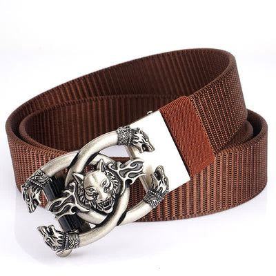 Men's Fierce Wolves In Flame Nylon Belt