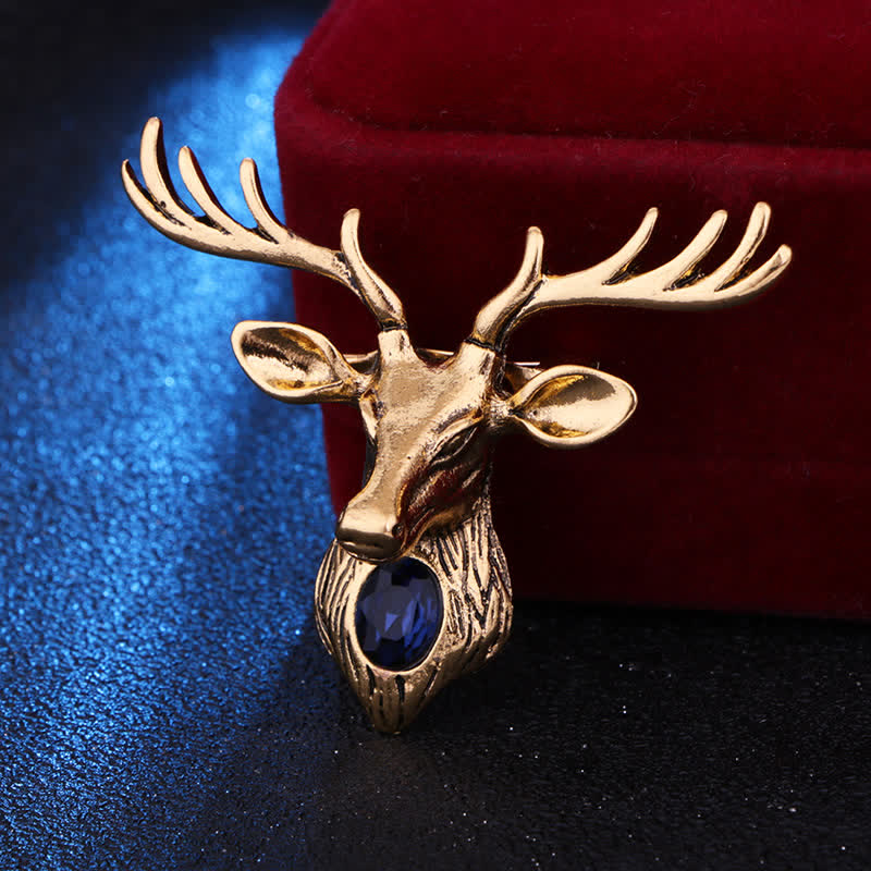 Men's Majestic Blue Gem Deer Brooch