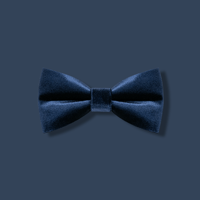 Men's Navy Blue Solid Color Velvet Bow Tie