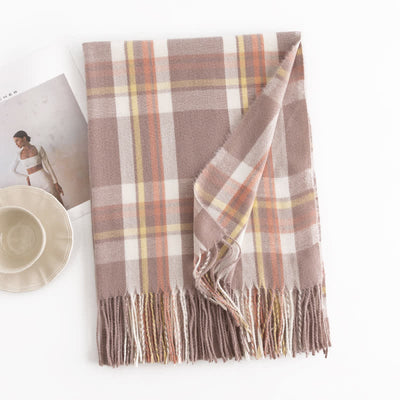 Women's Versatile British Checked Fringe Scarf