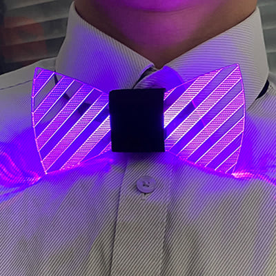 7 Colors Striped Luminous Party Acrylic Bow Tie