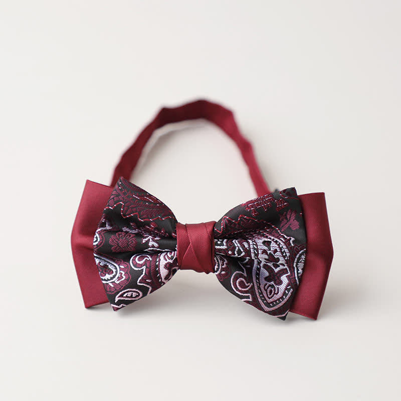 Men's Personality Paisley Double Layered Bow Tie