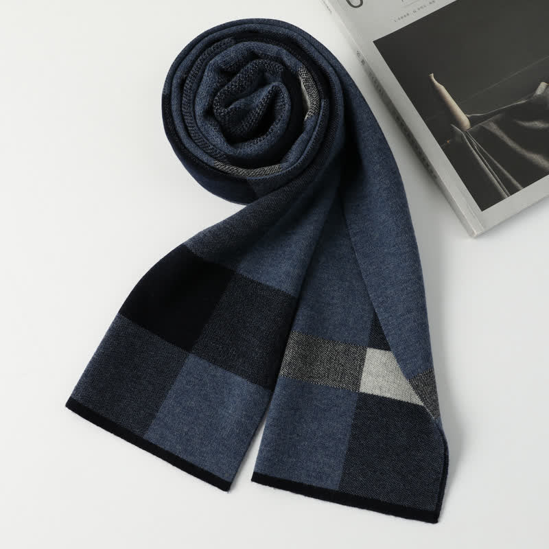 Men's Leisure Business Plaid Pure Wool Scarf