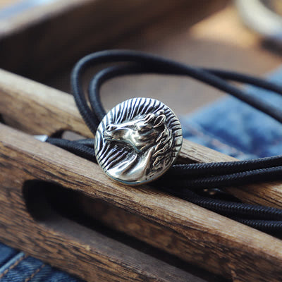 Retro Carved Horse Head Bolo Tie