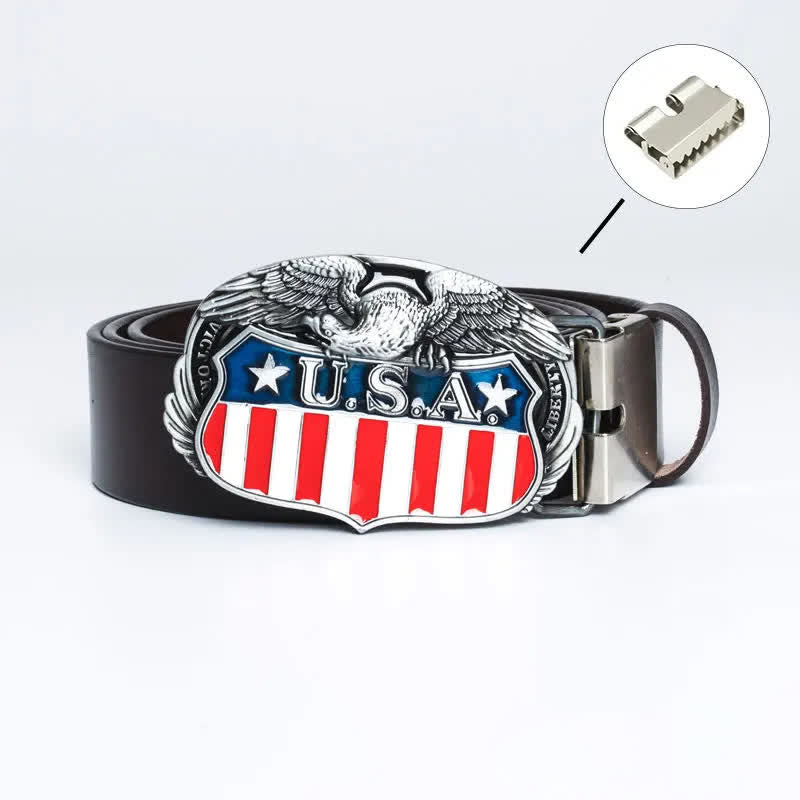 Men's Personality USA Flag Flying Eagle Leather Belt