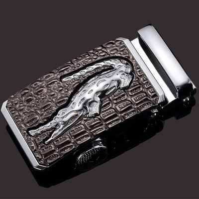 Men's DIY Crocodile Square Automatic Buckle Leather Belt