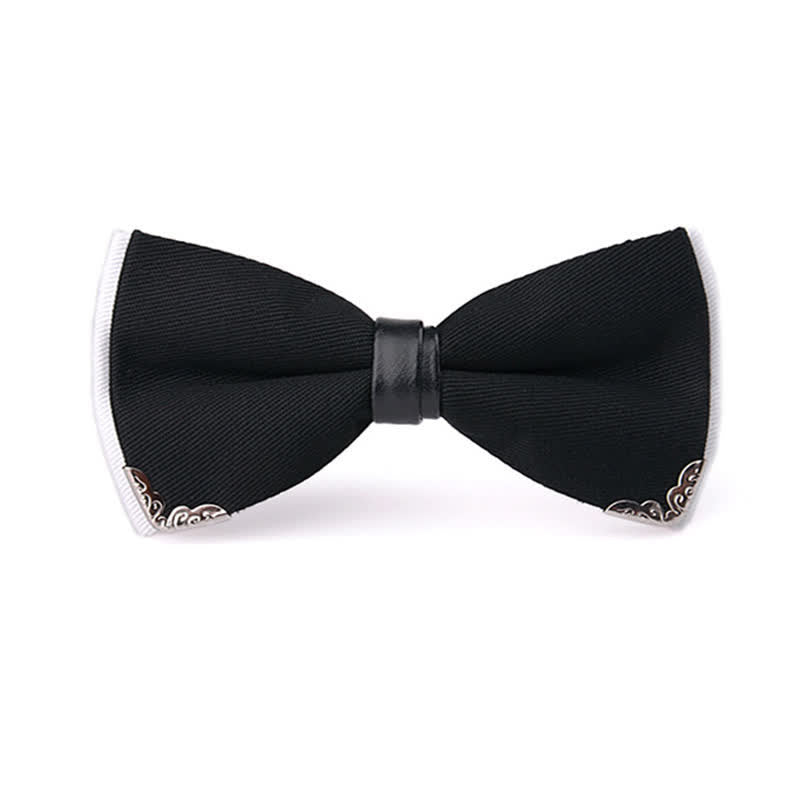 Men's Classy Metal Trim Gold Bow Tie