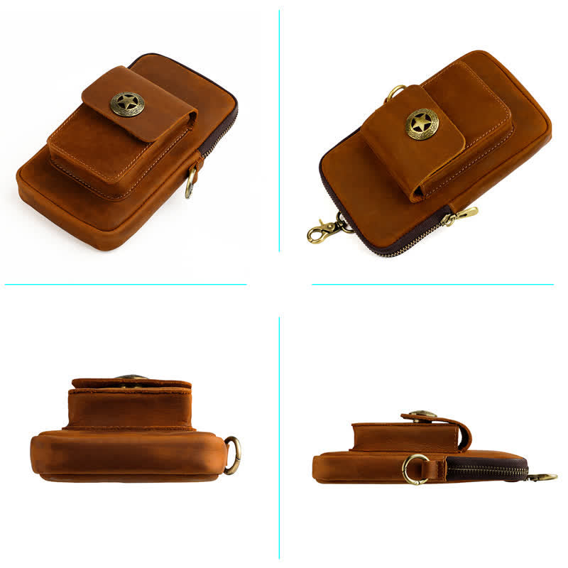 Travel Cell Phone Cigarette Case Leather Belt Bag