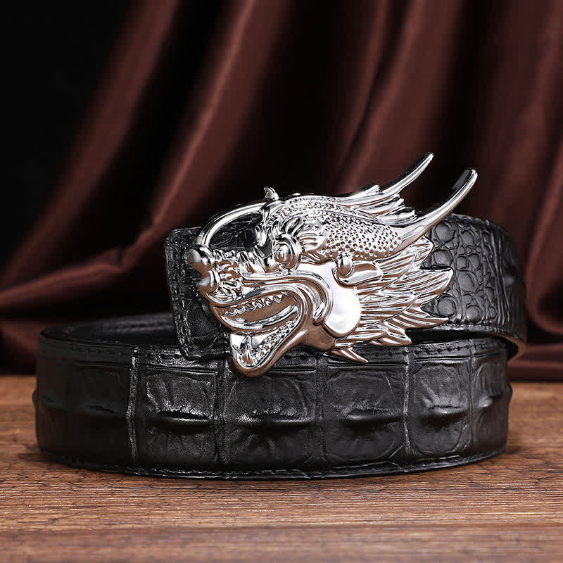 Men's Dragon Crocodile Pattern Leather Belt