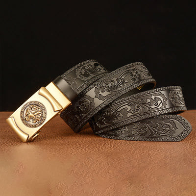 Men's Punk Lion Head Leather Belt