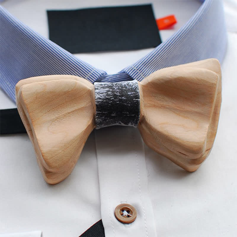 Men's Ice-sharp Layered Wooden Bow Tie