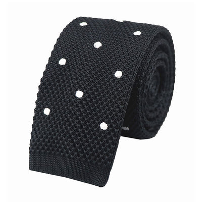 Men's White Polka Dot Knitted Necktie