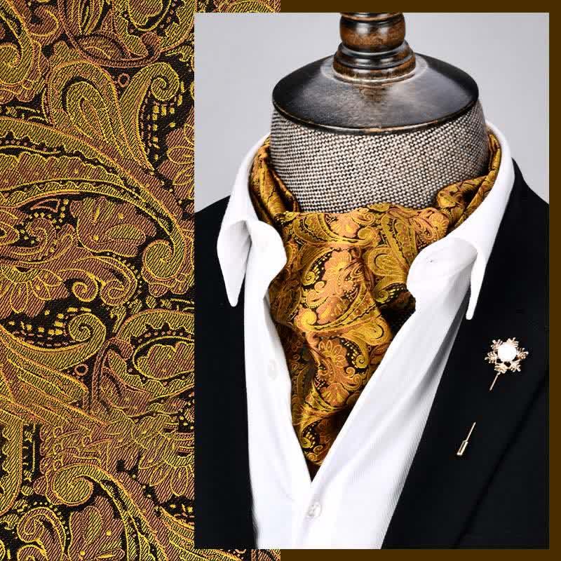 Yellow Modern Men's Grandeur Floral Ascot Paisley Cravat
