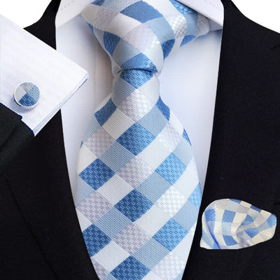 3Pcs Men's Bright Color Plaid Necktie Set