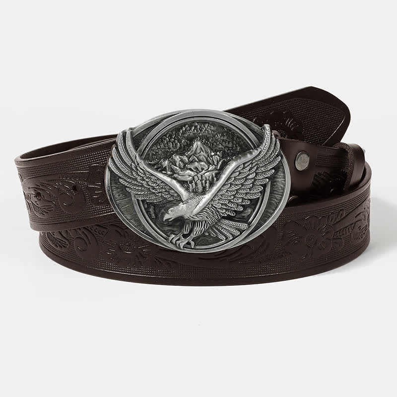 Men's Cool Eagle Wing Embossed Leather Belt