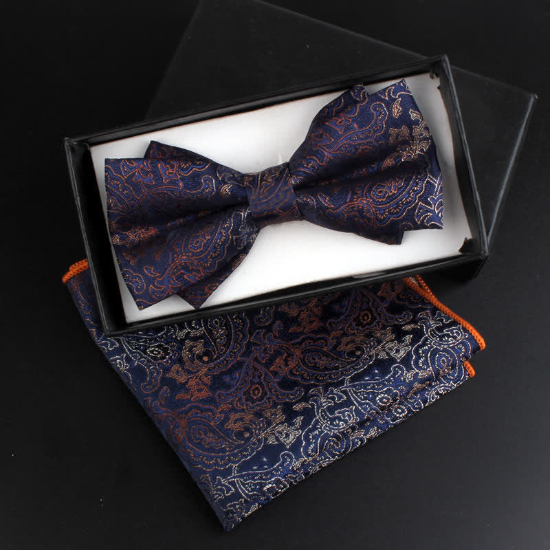 2Pcs Men's Neoclassical Paisley Floral Bow Tie Set