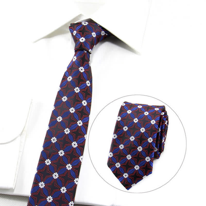 Men's Flower Embroidered Geometric Necktie