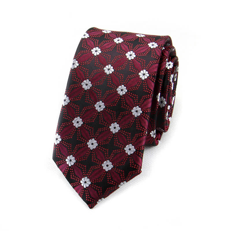 Men's Flower Embroidered Geometric Necktie