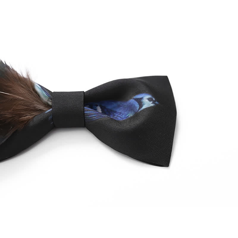 Black & Blue Magpie Feather Bow Tie