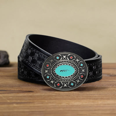 Men's DIY Western Colorul Enameled Leather Belt