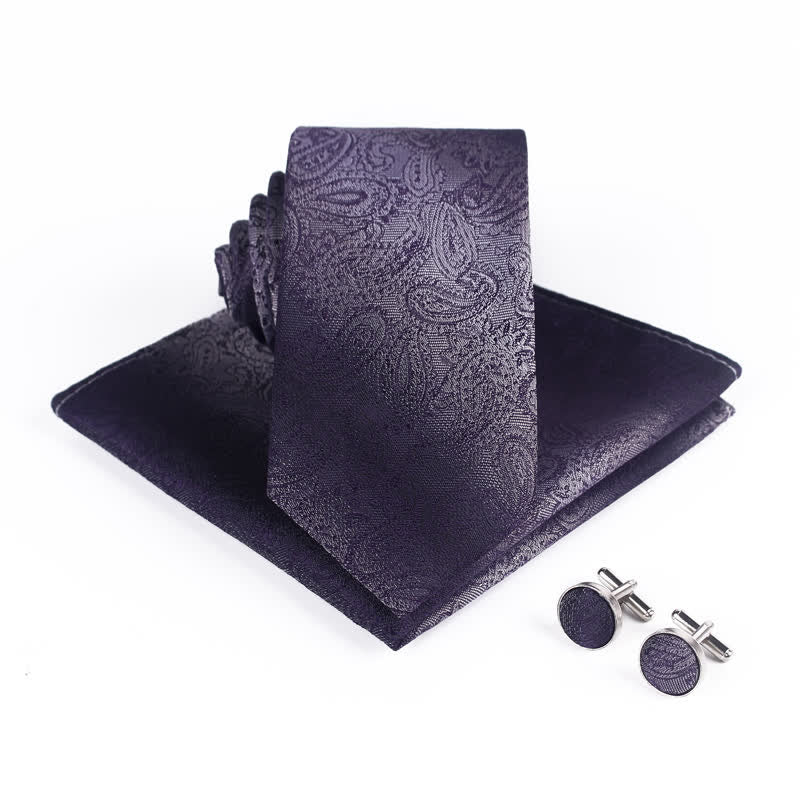 3Pcs Men's Gradient Color Paisley Necktie Set