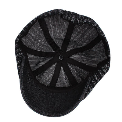 Trendy Striped Octagonal Newsboy Beret Cap