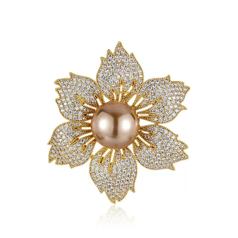 Women's Bright Pearl Luxury Bauhinia Brooch