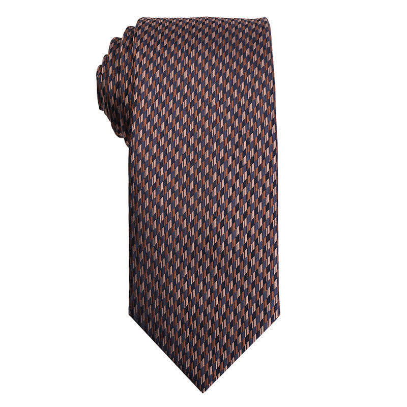 Men's Coffee Brown Series Micro Checks Necktie