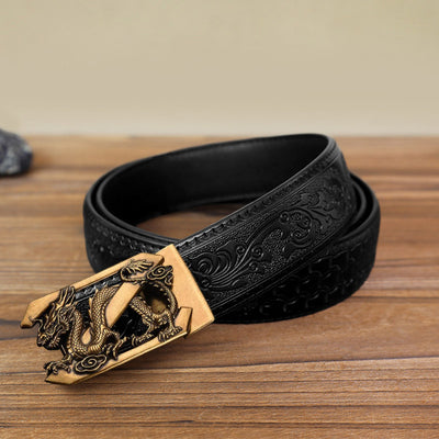 Men's DIY Letter Z Dragon Automatic Buckle Leather Belt