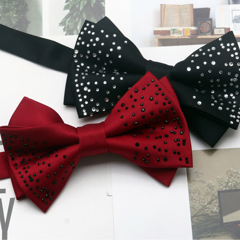 Men's Double Layer Beads Sparkly Evening Bow Tie