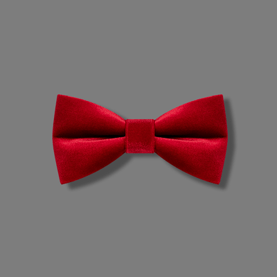 Men's Bright Red Solid Color Velvet Bow Tie