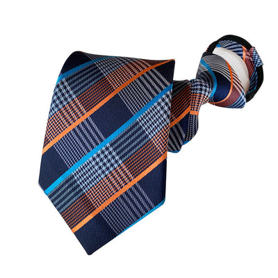 Men's Plaid Zipper Tie Argyle Necktie