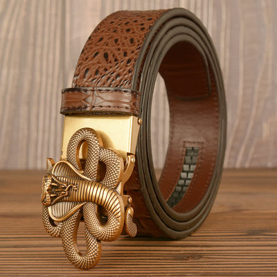 Men's Curled Cobra Alligator Pattern Leather Belt