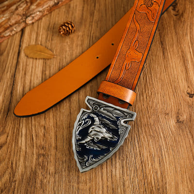 Men's Domineering Bull Head Ethnic Style Leather Belt