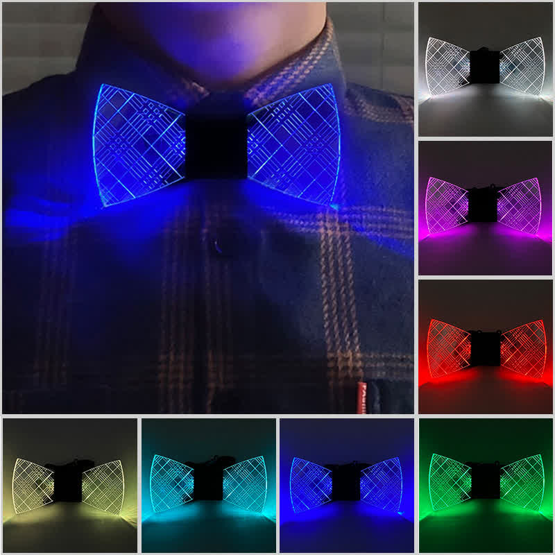 7 Colors Plaid Gentleman Luminous Acrylic Bow Tie