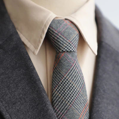 Men's Retro Zipper Tie Plaid Necktie