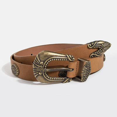 Women's Palace Style Concho Rivet Leather Belt