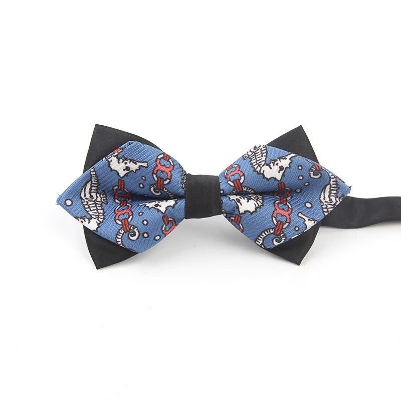 Men's Cartoon Sea Horse Pointy Bow Tie