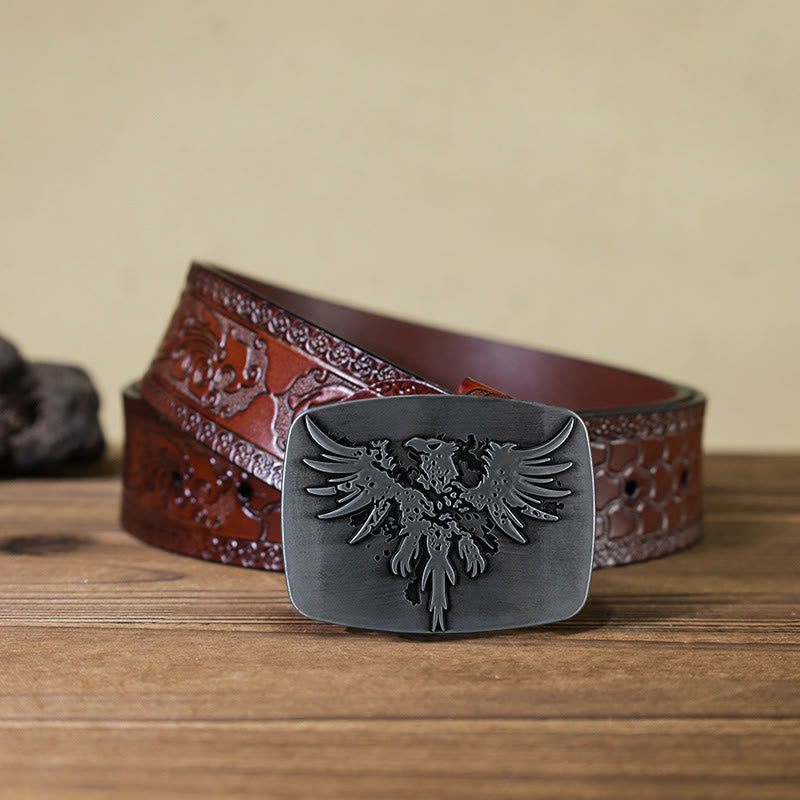 Men's DIY Rising Phoenix Eagle Buckle Leather Belt