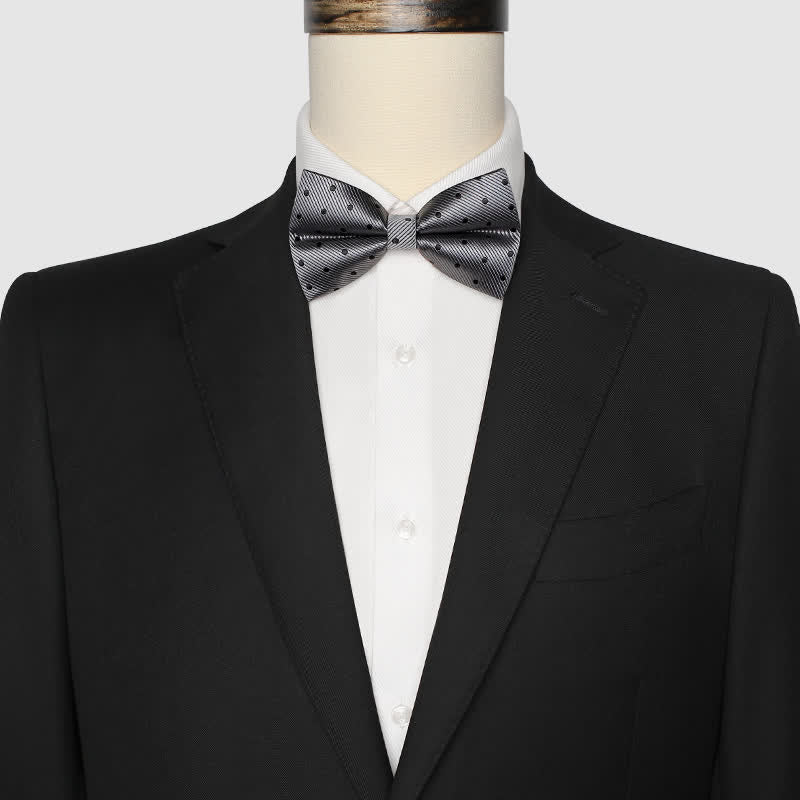 Men's Classic Gray Polka Dots Bow Tie