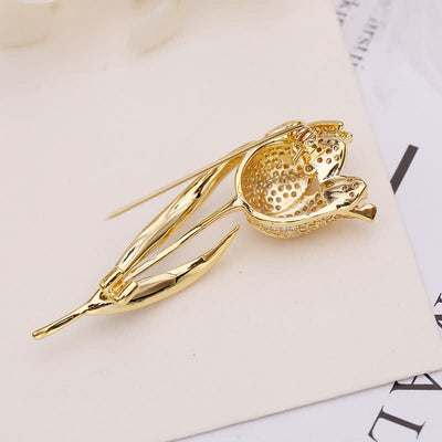 Women's Deep Love Tulip Brooch